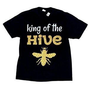 King of the Hive Bees 100% Cotton Black T-Shirt Size‎ Large